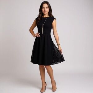 WISP Anthropologie Leeah Navy Lace Knit Fit & Flare Dress - Size 20